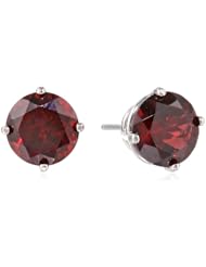 10k White Gold Round Garnet Stud Earrings (7mm , 2.50 cttw)