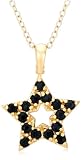Yellow Gold Overlay Sterling Silver Sapphire  & Diamond Accent Star Pendant, 18