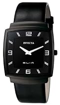 Invicta Men's Slim Collection Square Black Leather Watch #5134