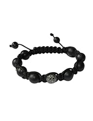 Sterling Silver Diamond Pave Round Beads Macrame Bracelet Jewelry