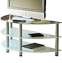 TV-Rack TV-Tisch Fernsehtisch, Glas/Milchglas, 115cm,