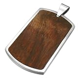Wood Dog Tag Stainless Steel Pendant