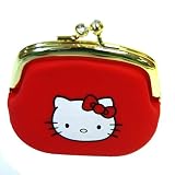 Hello Kitty Portable Clutch Wallet Coin Purse Red with Jewel Closure
