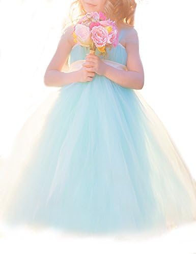 YYLS Spaghetti Straps Ball Gown Flower Girl Dresses For Girls Wedding Party Dresses(Sky Blue us8)