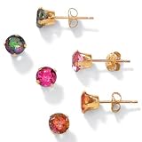 3-Pair Multi-Gem 10k Earring Set