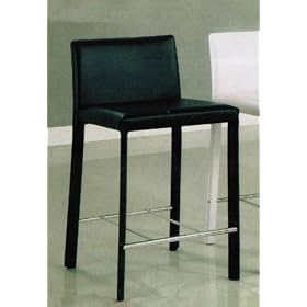 Set of 2 24H Counter Height Stools Black Leather Like by Coaster