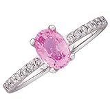 14K White Gold Pink Sapphire and Diamond Fashion Ring