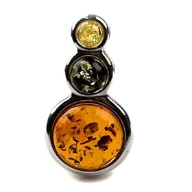 Fine Quality Multicolor Amber and Sterling Silver Pendant