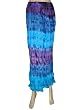 Summer Cotton Tie Dye Long Skirt True Blue Gypsy Hippie Crinkle Skirts for Womens 37"L