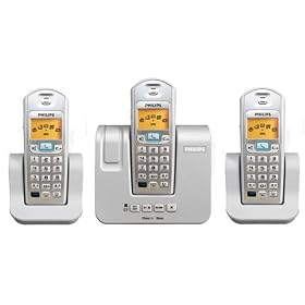 Philips DECT 5153 Cordless Phone Triple Pack with Answer Machine - Silver