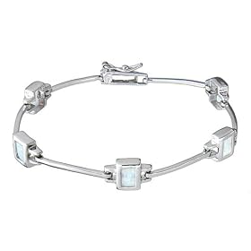 Sterling Silver Bracelet with Opal Links by 