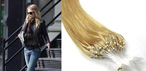 Beauty Wig World 26" 65cm 200s/100g Virgin 100% Brazilian Real Loop Micro Rings hair extensions #24-natural blonde