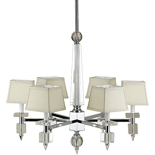 Best Buy Candice Olson Cluny 6 x 40-Watt Light Chandelier, Chrome with Strong Crystal Accents and Cream Poly/Silk Shades