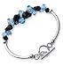 Sterling Silver Blue and Black Swarovski Crystal 7.5 inch Bracelet With Toggle Clasp