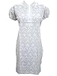 Womans Designer Embroidered Kurta Tunic Cotton White Tops Blouse M Sz Womans Designer Embroidered Kurta Tunic Cotton White Tops Blouse M Sz