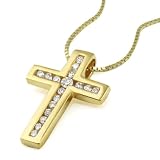 goldmaid Collier 585 Gelb Gold Kreuz 17 Lupenreine  Brillanten 0,25 Karat, Kr C054GG