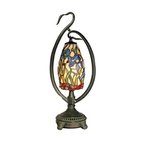 Dale Tiffany TA60260 San Antonio Accent Lamp, Antique Bronze and Art Glass Shade