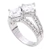 SilverBin Sterling Silver Stacked Style Diamond Shape Clear CZ Ring