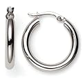 14k White Gold 3mm Hoop Earrings