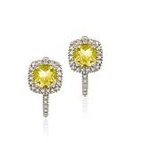 Sterling Silver Faceted Citrine & Diamond Accent Huggie Earrings