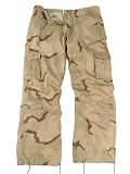 Women's Desert Camo Vintage Paratrooper Cargo Pants with Drawstring Waist