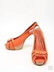 Canvas Strap Peeptoe Heels-Orange -8