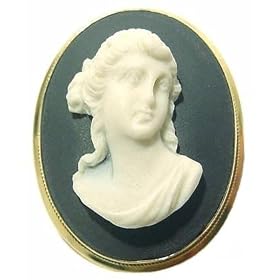 Cameo Pin Pendant, Beautiful, Renaissance, Ladies Portrait, Italian, Black and... by cameosRus