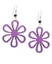 Olive N Figs Sterling Silver and Wood Flower Dangle Earrings - Purple