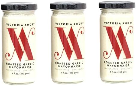 Roasted Garlic Mayonnaise Brings the Traditional Flavors - Crafted with Premium Ingredients that Sweet Roasted Garlic, Freshly Pressed Olive Oil and Real Eggs - Available with 3 Jars Pack