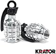 Krator&reg; Pair of Chrome Motorcycle Tire Wheel Valve Stem Caps Grenade Fits Metric Cruisers, Sport Bikes, Choppers, Harley Davidsons, Suzuki, Honda, Kawasaki, YamahaOffroad KTM DIRT BIKE