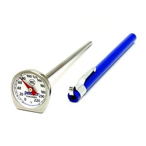 Rubbermaid FGTHP220DS Stainless Steel Dishwasher Safe Pocket Thermometer 5" Stem Length 0 to 220 Degree F Temperature