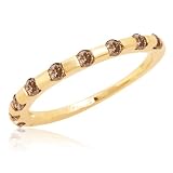 10k Yellow Gold Champagne Diamond Stack Ring (1/4 cttw)