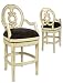 Elena Barstool in Distressed White Wood Finish & crushed Velour type Fabric w/ Return...