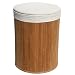 WÄSCHEKORB HOCKER BADHOCKER BAMBUS BAUMWOLLE 48CM