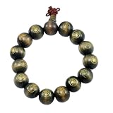 15mm Green Wood Buddha Prayer Beads for Meditation, Wood Bracelet / Wrist Mala, #20