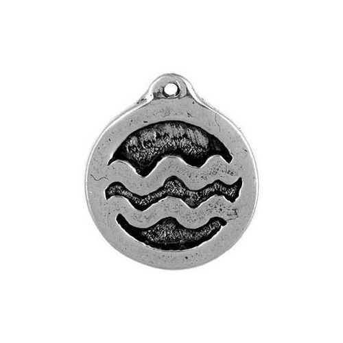 Aquarius The Water Carrier, Zodiac Talisman Pewter Pendant on Corded Necklace