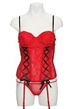 Red Black Lace-Up Bustier