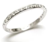 Platinum Diamond Pave Set Wedding Band or Anniversary Ring, Ring Size 4.5 (T.w 0.35)