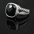 Silvertone Cushion-cut CZ Etched Fashion Ring