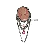 Victorian Cameo Brooch Dangle Pink
