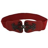 Allegra K Snake Print Faux Leather Interlocking Buckle Elastic Cinch Belt Red for Women Reviews