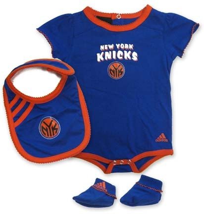 Adidas New York Knicks Newborn Creeper, Bib & Bootie Set - Royal Blue (0-3 Months)