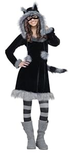 Fun World Costumes Women's Sweet Raccoon Teen Costume, Black,Junior (0/9)