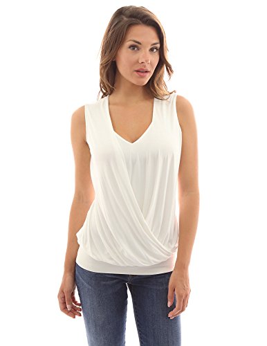 PattyBoutik Women's V Neck Sleeveless Elastic Hem Blouse