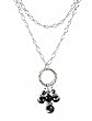 Necklace - N247 - Long Firepolished Beads & Pearl Cluster ~ Jet AB (Black Irridescent)