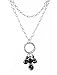 Necklace - N247 - Long Firepolished Beads & Pearl Cluster ~ Jet AB (Black Irridescent)