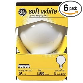 GE 12979 40 Watt Globe G25 Light Bulb, Soft White by General Electric