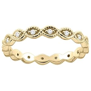 10K Yellow Gold Oval Eternity Diamond Engagement Ring 1/8 inch inch wide, size 6