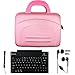 Pink eBigValue Protective Hard Nylon Cube Carrying Case with Handles For Samsung Galaxy Tab 10.1 inch Android Honey11comb Tablet (Compatible With All Version) + Includes a eBigValue (TM) Determination Hand Strap + Includes a Wireless Slim Travel Bluetooth Keyboard with Mini USB Cable + Includes a Crystal Clear HD Noise Filter Handsfree with Mic and Mute Button