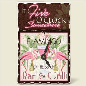 Tile Desk clock~ Five O'Clock Somewhere ~Artworks Home Accents~ desk clocks~ code 144
